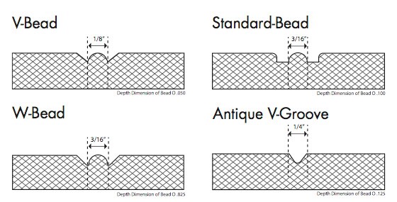 4 styles of beadboard