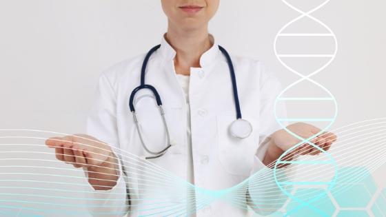 woman doctor showing genetic expression