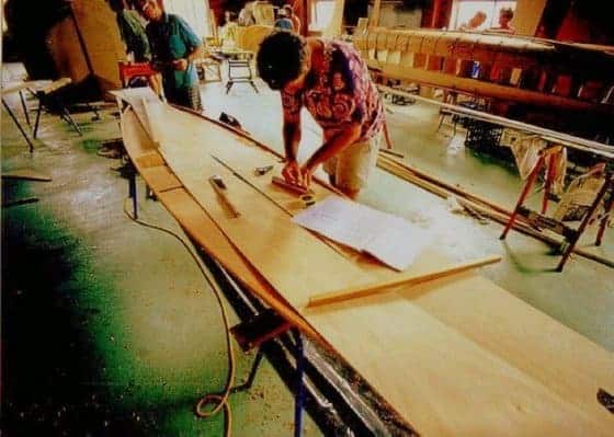 Building stages of simple plywood Beth Sailing Canoe - storerboatplans.com