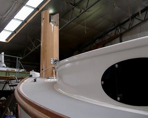 Fenwick Williams Catboat built in cedar strip at DuckFlat Wooden Boats Australia. detail design work by storerboatplans.com