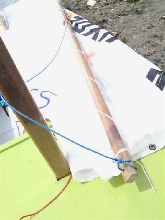  cheapest and simplest halyard setup for lug rig boats - oz goose sailboat