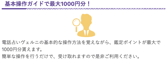 【基本操作ガイド限定】電話占いヴェルニ「最大1000円OFF」鑑定ポイント