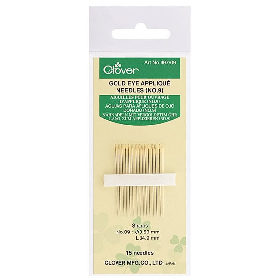 Clover Gold Eye Applique Needles - No 9