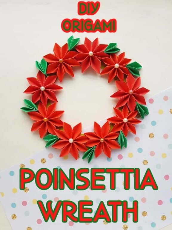 origami poinsettia wreath