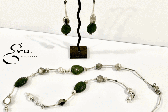 Parure in argento 925 pirite e cuprite
