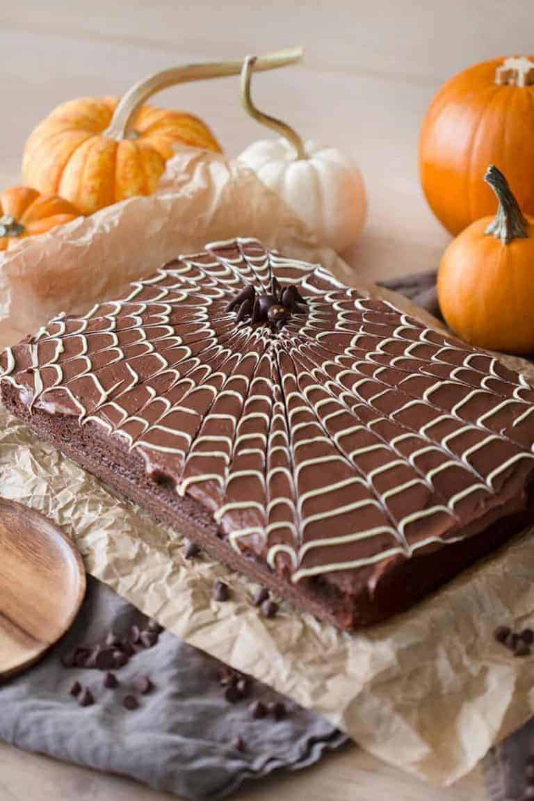 Chocolate fudge buttercream tops a moist chocolate cake.