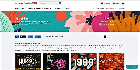 Creative Fabrica website picture for free fonts