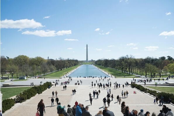 People Exploring the Washington Monument in Washington DC