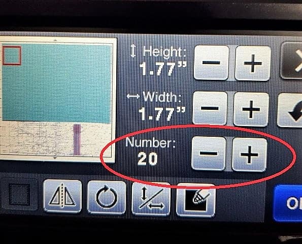 Scan N Cut - Add the number of squares that you would like to cut out.