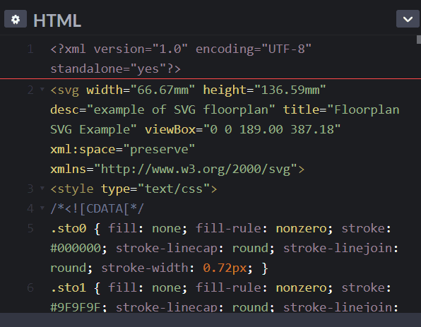 example XML code for SVG floor plan