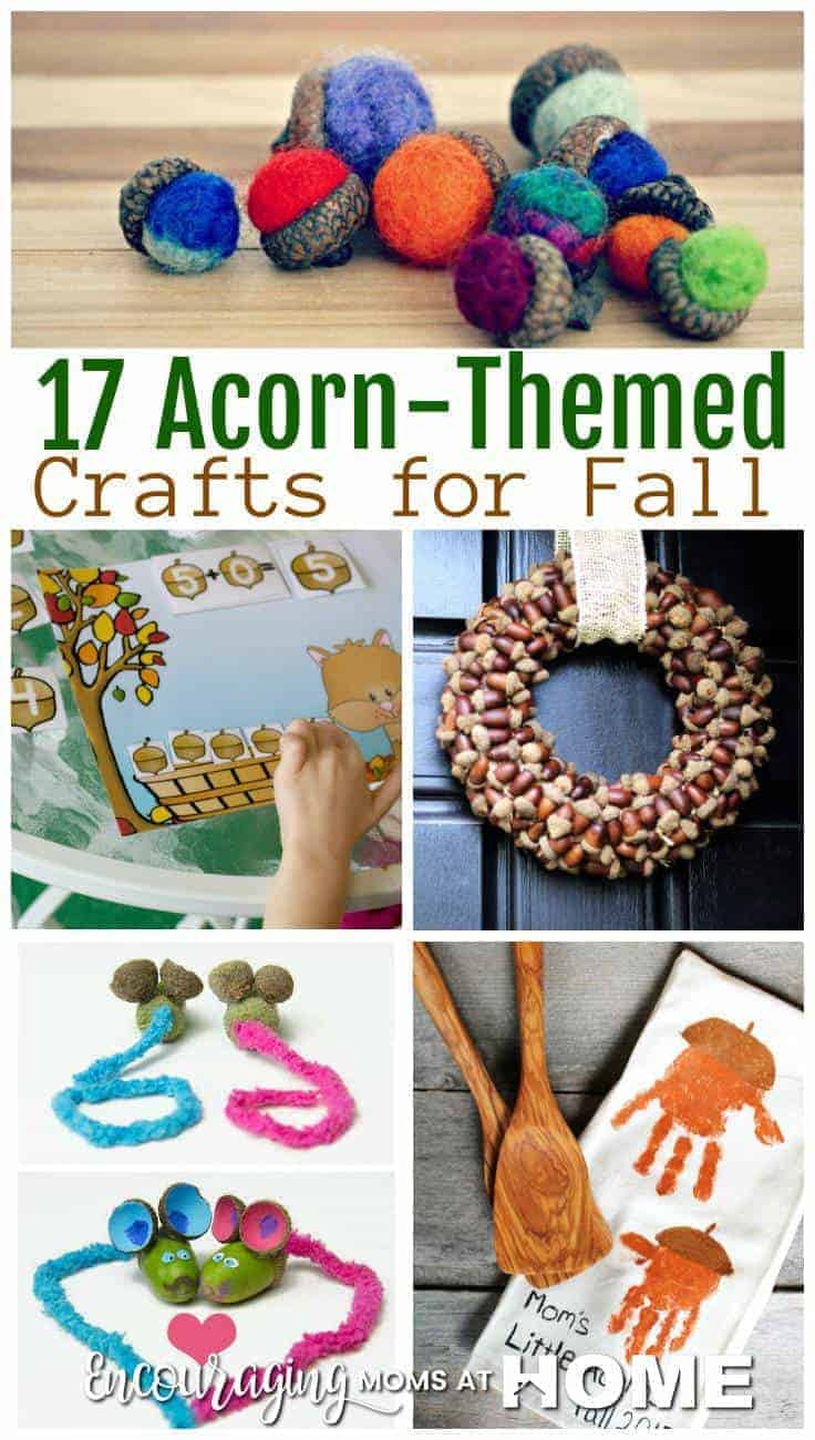 Do you have an abundance of acorns in your yard this fall?  If so, why not put them to creative use?  Here is a great list of acorn themed crafts for your kids this fall.