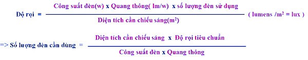 công thức tính số lượng đèn chiếu sáng 