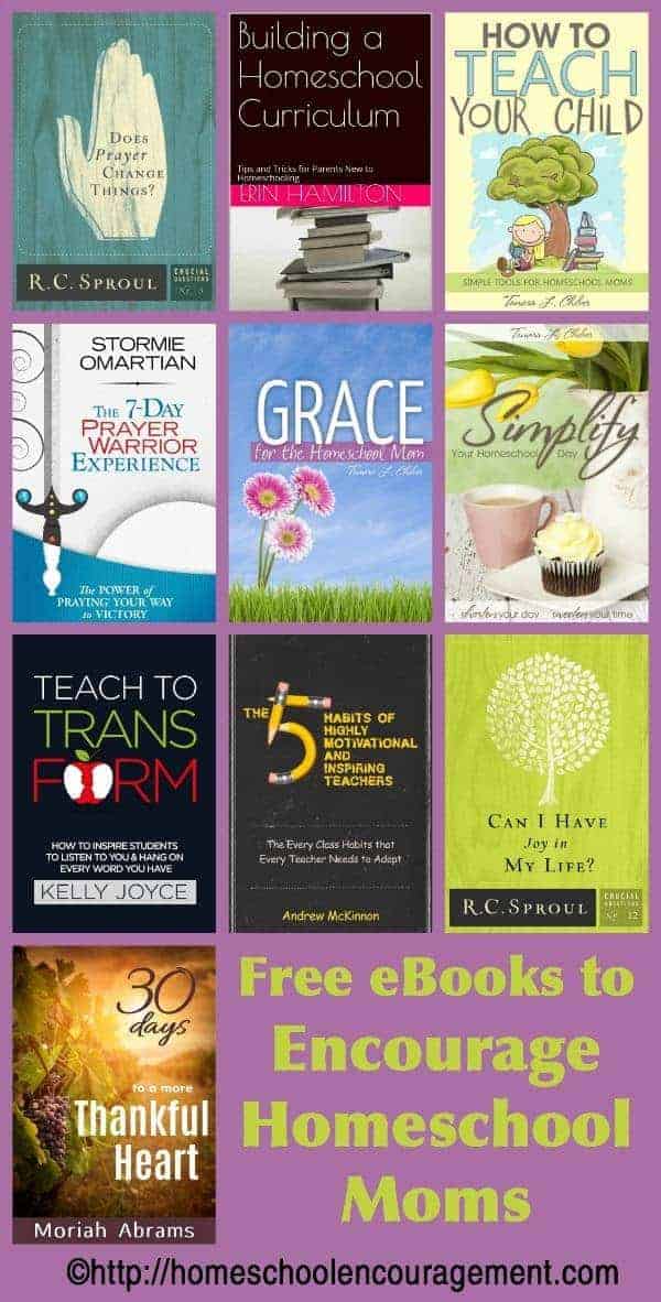 Need encouragement in your homeschool journey. Here is a great list of free ebooks to inspire homeschool moms.