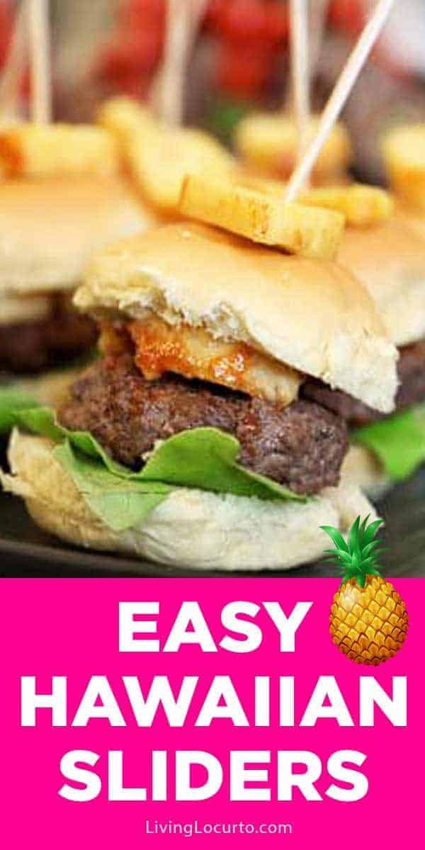 Easy Hawaiian sliders recipe with Hawaiian rolls, pineapple and special barbecue sauce. Delicious juicy bite sized burgers!