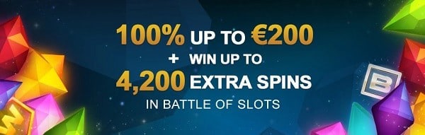 100% bonus and 4200 extra spins