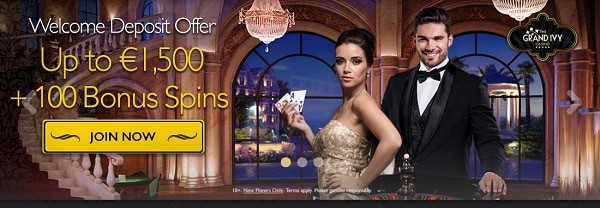 The Grand Ivy Casino €/$1500 welcome bonus and 100 free spins!