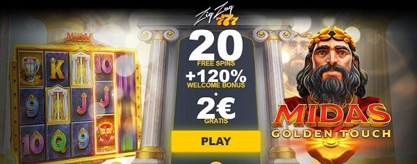 2 EUR + 120% bonus + 20 free spins 
