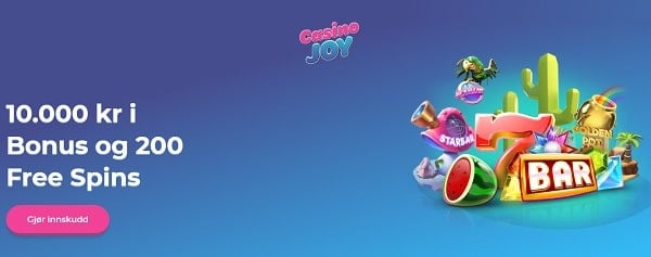 Casino Joy 200 gratis spinn of 10000 NOK free bonus