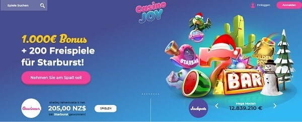 Casino Joy 200 gratis spins und 1.000 EUR gratis