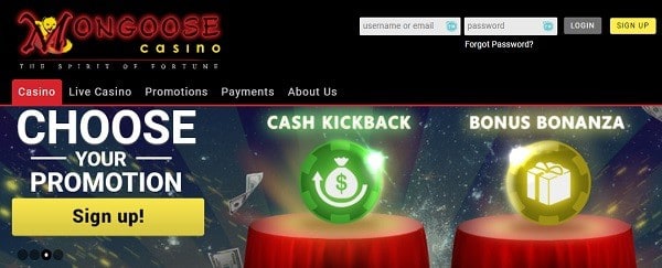 MongooseCasino.com promotions 