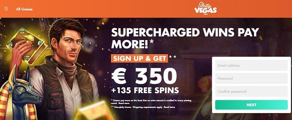 100% welcome bonus and 135 free spins 