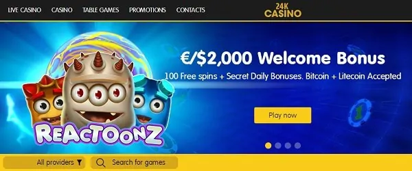 24kCasino.com bitcoin free bonus 