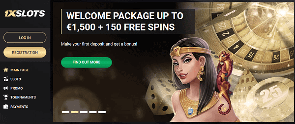 Register at 1XSlots.com and get free spins! 