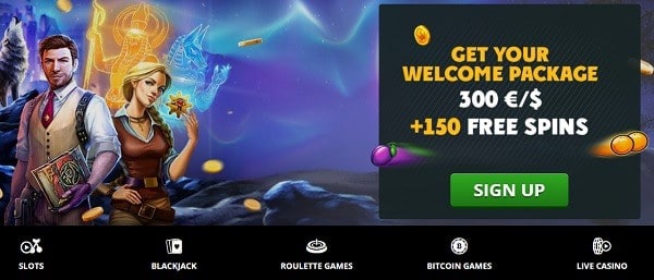 Welcome Bonus: 150 Free Spins and 300 EUR free money 