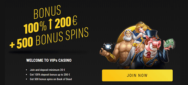 100% bonus and 500 free spins