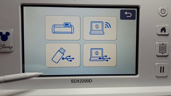 Options on how to retrieve data on the DX2200D model of the Brother Scan N Cut of the