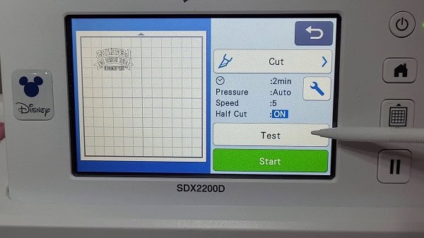 Choose Test on your Scan N Cut to do a test cut to ensure correct depth of the blade.