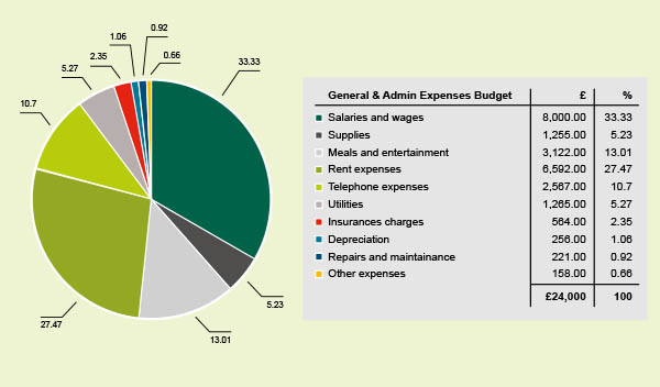 Pie chart example of small business budget COH colours