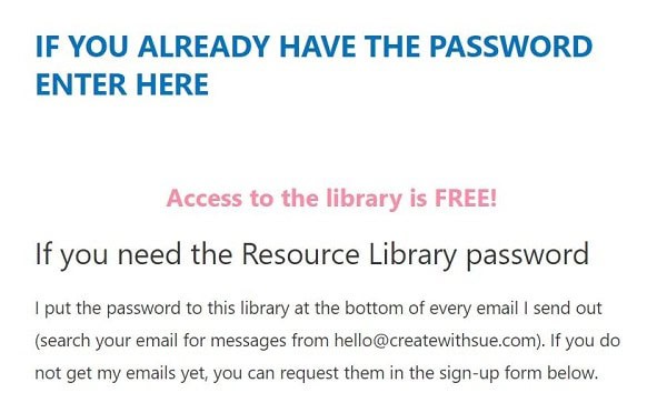 Password link to access the Resource Library