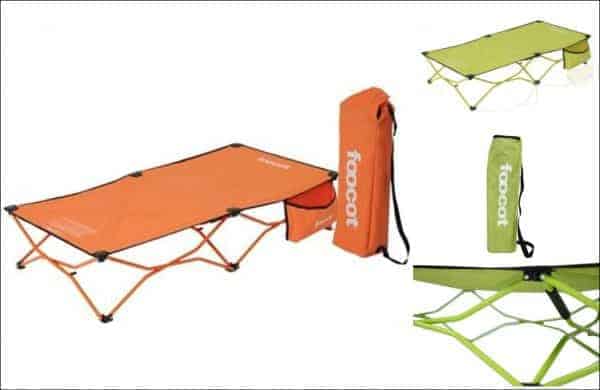 Joovy Foocot Travel Cot Featuring a Steel Frame and Tough Polyester Fabric,  Storage Pocket, and Easily Folds into Included Travel Bag – Holds Kids Up