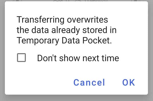 This is a message that pops up when you go to Transfer your data. 