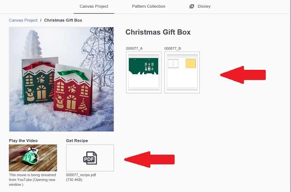 View of the Christmas Gift Box in Canvas Workspace's free project area.