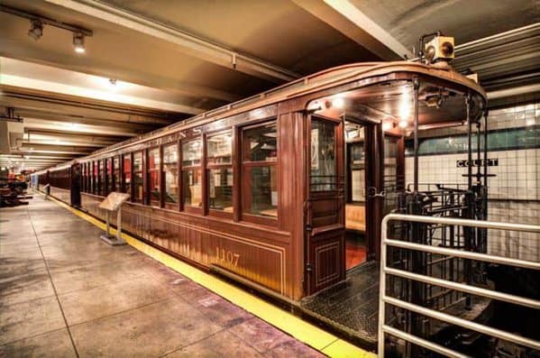 An early wooden nyc subway car