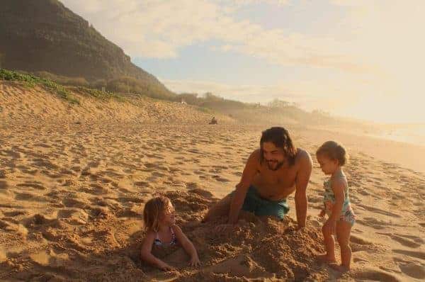 Beach time at Polihale while camping in hawaii with kids