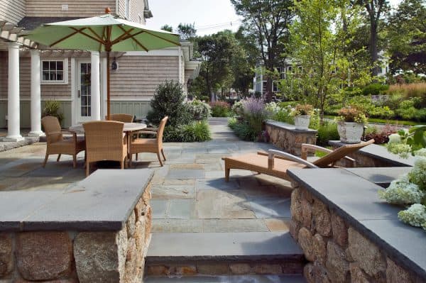 go for a 2-inch bluestone cap on a timeless retaining wall design idea