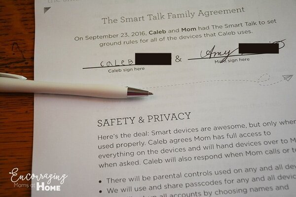 Completed Contract for The Smart Talk - guiding your kids to make smart choices with screen time.