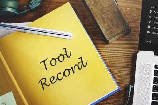 Yellow tool record book - tool insurance