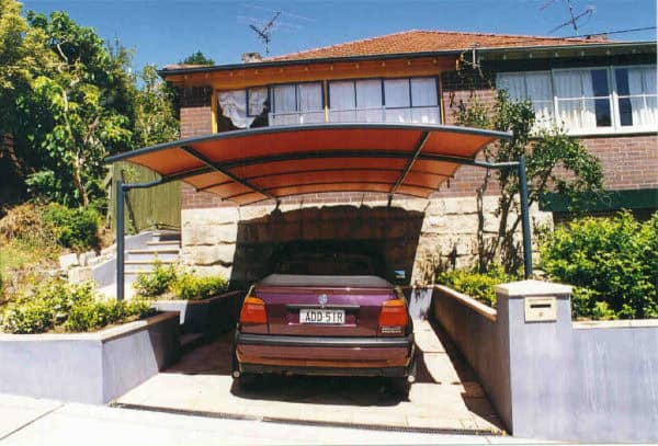 use a batten carport awning for a traditional-looking front of house