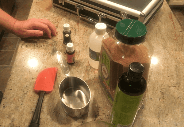 Ingredients for Lavender Mandarin Essential Oil Sugar Scrub