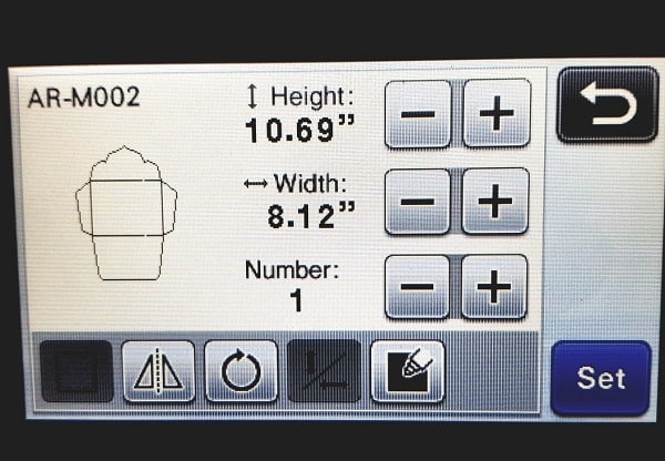 Scan N Cut screenshot showing how to increase height and width in the post how to make a large envelope