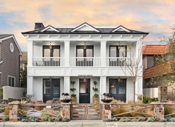 classy aluminium black windows in an elegant transitional white house