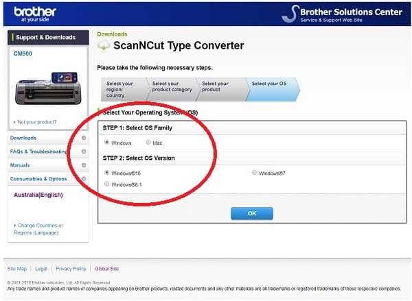 Brother Type Converter second page of download session