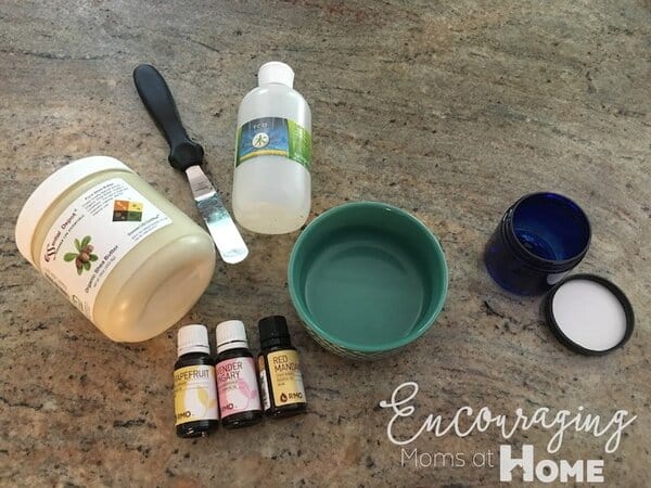 Ingredients for Homemade Body Butter with all natural ingredients.