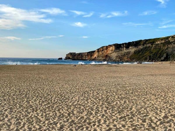 golden sand at Nazare beach.
