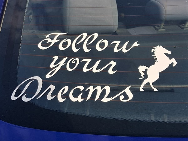 Follow your dreams car decal cut with the Scan N Cut