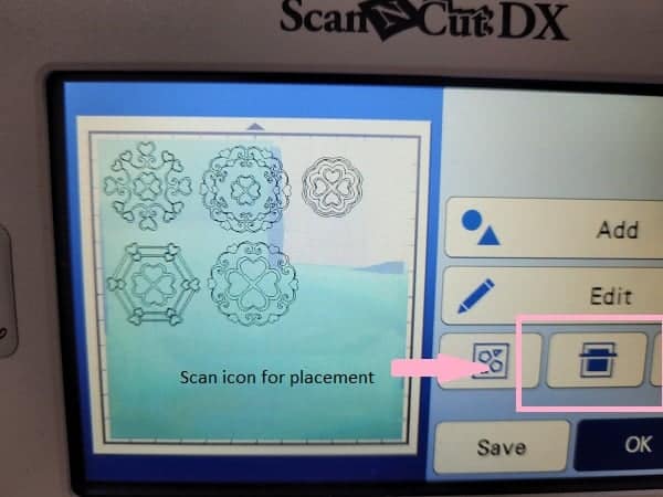 Scan icon for precision placement on the Scan N Cut